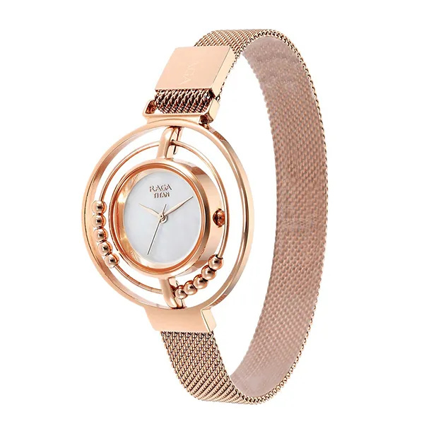 Đồng Hồ Nữ Titan Raga Delight Mother Of Pearl Dial Watch 95203WM01 Màu Vàng Hồng