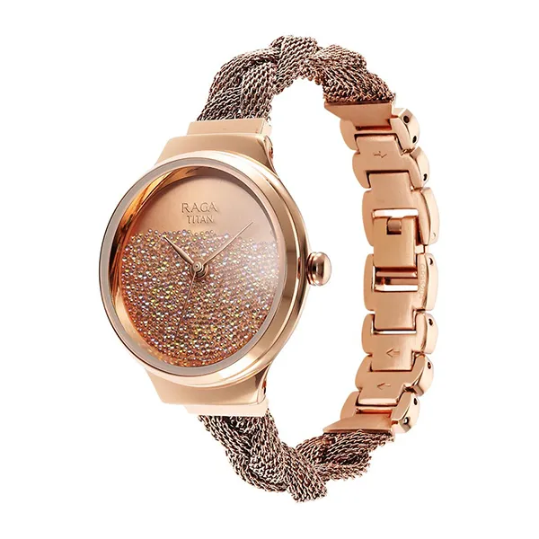 Đồng Hồ Nữ Titan Raga Delight Quartz Analog Watch 95204WM01 Màu Vàng Hồng - Đồng hồ - Vua Hàng Hiệu