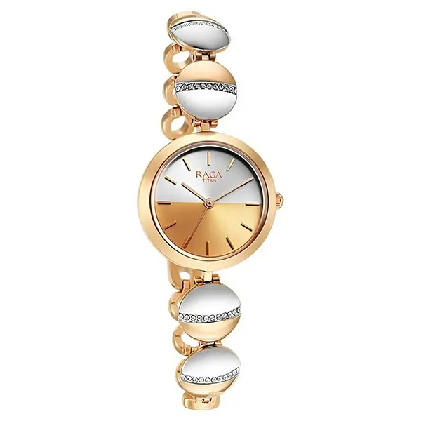 Đồng Hồ Nữ Titan Raga Delight Two Toned Dial Analog Metal Strap Watch 2606KM01 Màu Vàng Hồng - Đồng hồ - Vua Hàng Hiệu
