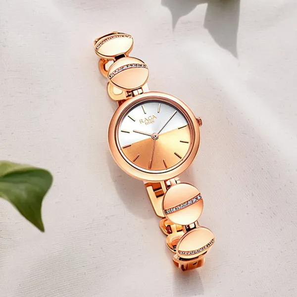 Đồng Hồ Nữ Titan Raga Delight Two Toned Dial Watch 2606WM11 Màu Vàng Hồng