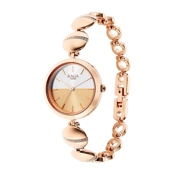 Đồng Hồ Nữ Titan Raga Delight Two Toned Dial Watch 2606WM11 Màu Vàng Hồng