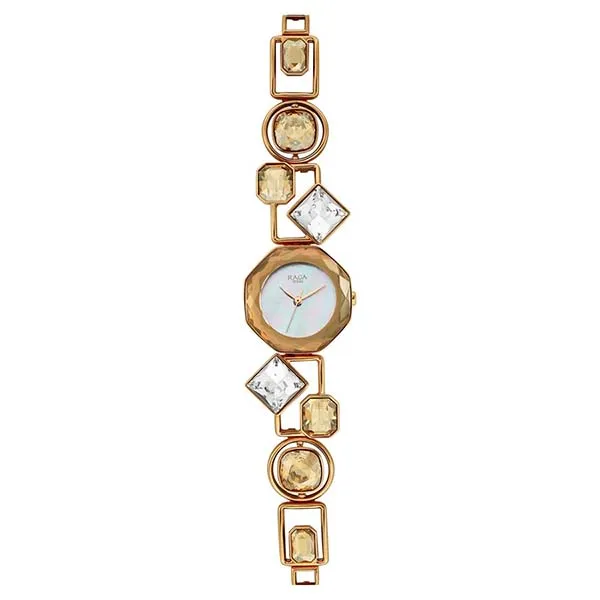 Đồng Hồ Nữ Titan Raga Love All Analog Mother Of Pearl Dial Watch 95151WM01 Màu Vàng Hồng