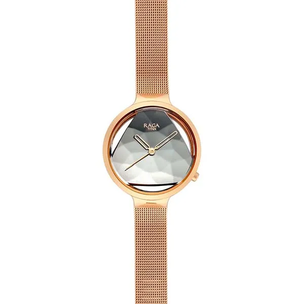 Đồng Hồ Nữ Titan Raga Moments of Joy Silver Dial Analog Metal Strap Watch 95134WM01 Màu Vàng/Bạc