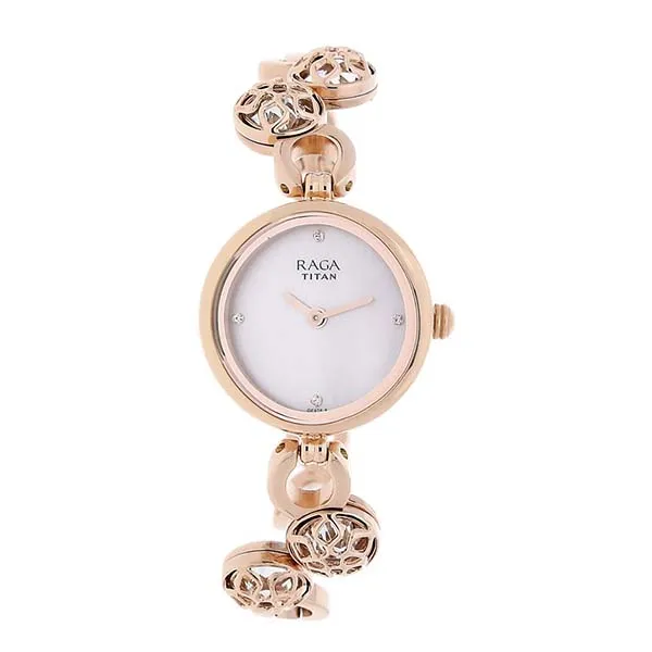 Đồng Hồ Nữ Titan Raga Moonlight Mother Of Pearl Dial Watch 311WM04 Màu Vàng/Trắng