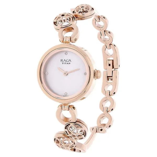 Đồng Hồ Nữ Titan Raga Moonlight Mother Of Pearl Dial Watch 311WM04 Màu Vàng/Trắng