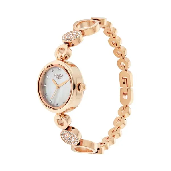 Đồng Hồ Nữ Titan Raga Moonlight Mother Of Pearl Dial Watch 311WM04 Màu Vàng/Trắng - Đồng hồ - Vua Hàng Hiệu