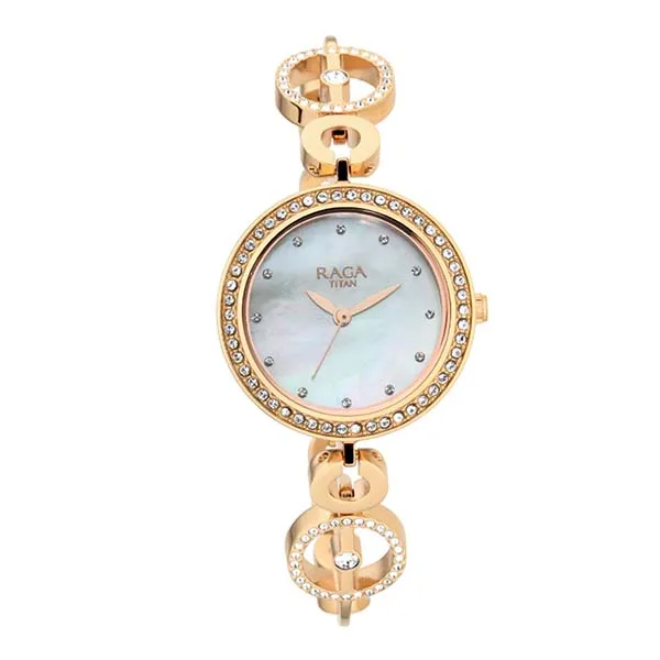 Đồng Hồ Nữ Titan Raga Moonlight Mother Of Pearl Dial Watch 311WM04 Màu Vàng/Trắng - Đồng hồ - Vua Hàng Hiệu