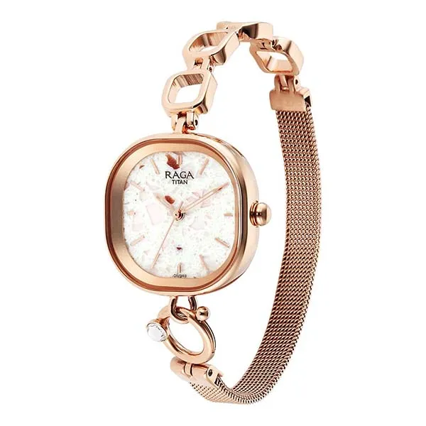 Đồng Hồ Nữ Titan Raga Pink Dial Analog Watch 2693WM01 Màu Vàng Hồng