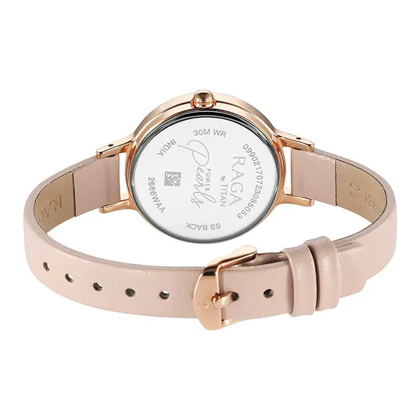 Đồng Hồ Nữ Titan Raga Power Pearls Watch With Metal Strap 2666WL04 Màu Hồng Pastel