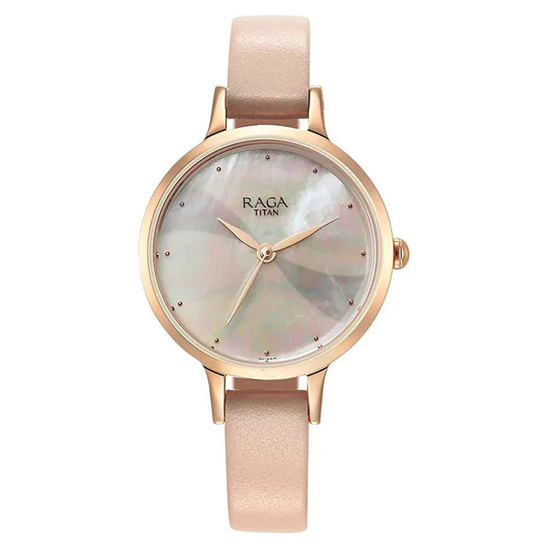Đồng Hồ Nữ Titan Raga Power Pearls Watch With Metal Strap 2666WL04 Màu Hồng Pastel