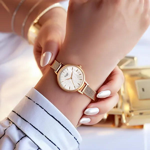 Đồng Hồ Nữ Titan Raga Power Pearls Watch With Metal Strap 2666WM01 Màu Vàng Hồng
