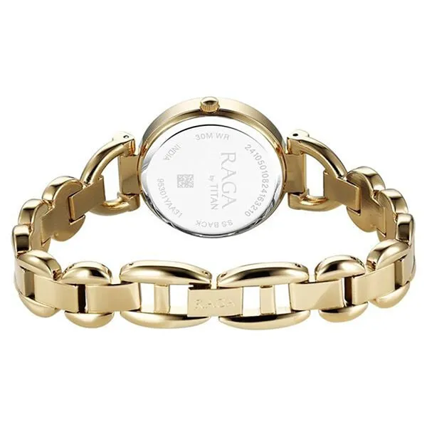 Đồng Hồ Nữ Titan Raga Showstopper Quartz Analog Green Dial Metal Strap Watch 95301YM01 Màu Xanh Vàng
