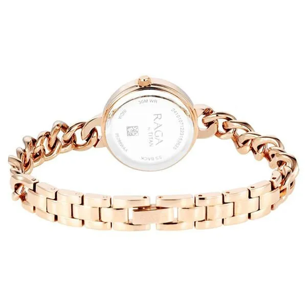 Đồng Hồ Nữ Titan Raga Showstopper Quartz Analog Rose Gold Dial Metal Strap Watch 95288WM01 Màu Vàng Hồng