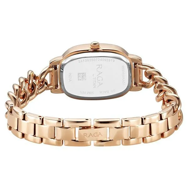 Đồng Hồ Nữ Titan Raga Showstopper Quartz Analog Rose Gold Dial Metal Strap Watch 95309WM01 Màu Vàng Hồng