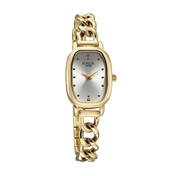 Đồng Hồ Nữ Titan Raga Showstopper Quartz Analog Silver Dial Metal Strap Watch 95309YM01 Màu Vàng