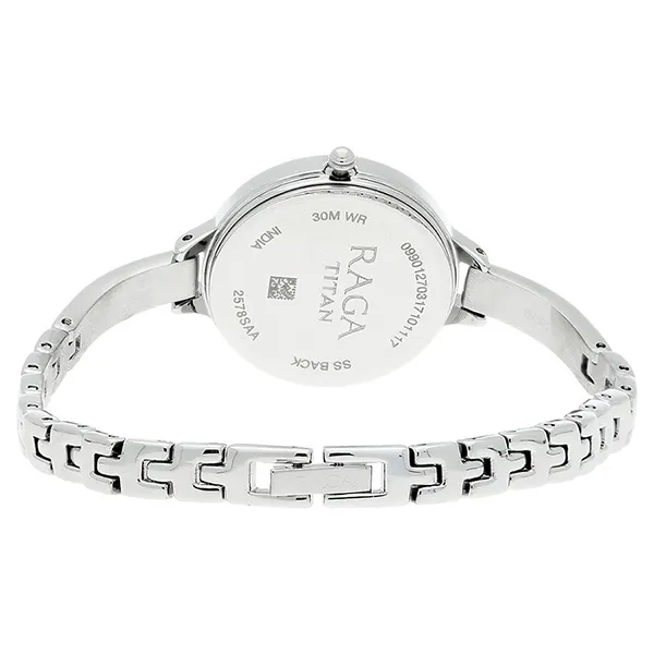 Đồng Hồ Nữ Titan Raga Viva Blue Dial Analog With Date Metal Strap Watch 2578SM01 Màu Xanh Bạc