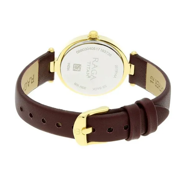 Đồng Hồ Nữ Titan Raga Viva Champagne Dial Analog Leather 2579YL01 Màu Nâu Vàng