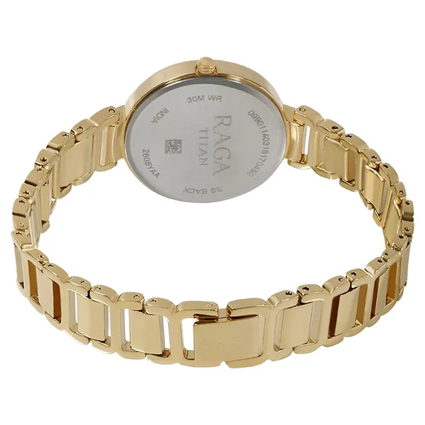 Đồng Hồ Nữ Titan Raga Viva Champagne Dial Women Watch With Metal Strap 2608YM01 Màu Vàng Gold
