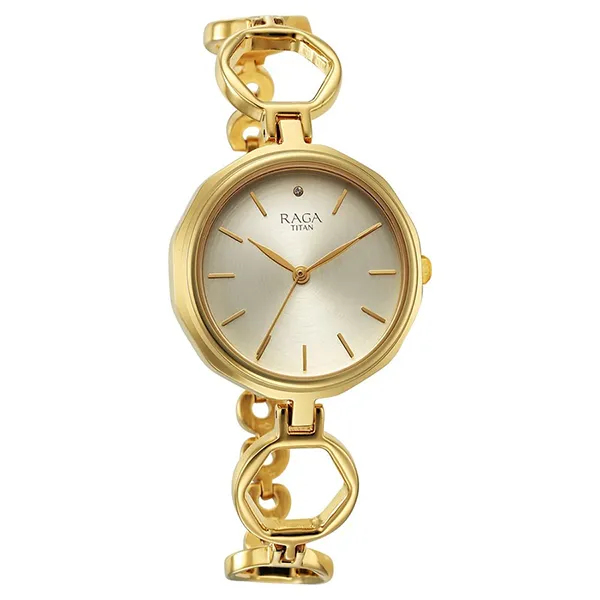 Đồng Hồ Nữ Titan Raga Viva Golden Dial Quartz Analog with Date Metal Strap Watch 2685YM01 Màu Vàng Gold - Đồng hồ - Vua Hàng Hiệu