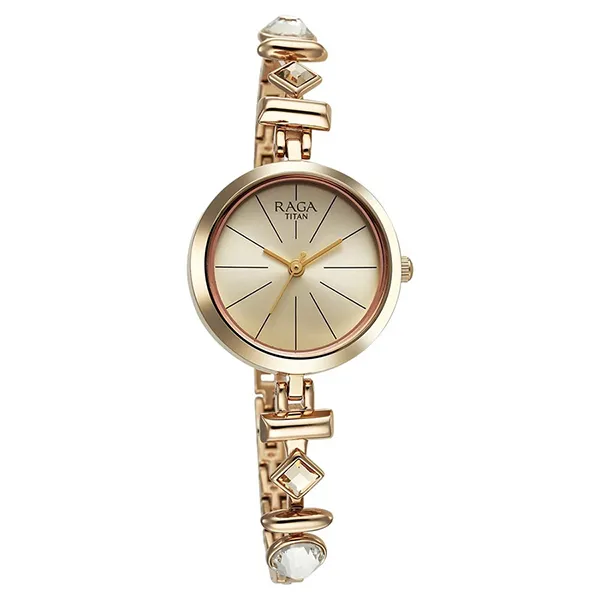 Đồng Hồ Nữ Titan Raga Viva Quartz Analog Champagne Dial Metal Strap Watch 2606WM12 Màu Vàng - Đồng hồ - Vua Hàng Hiệu