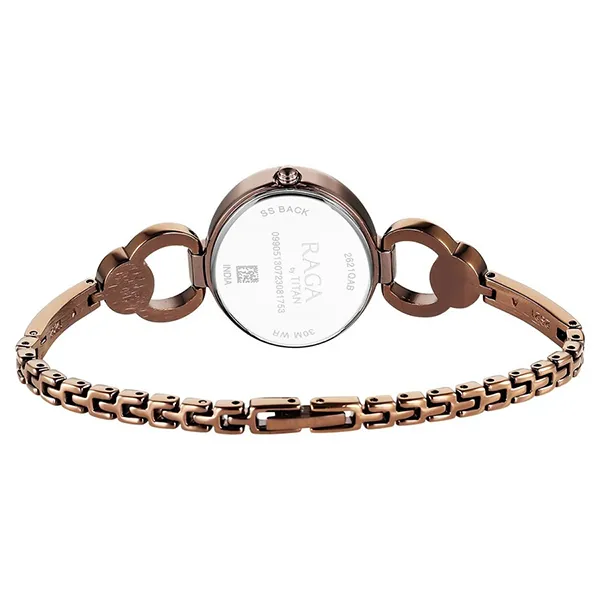 Đồng Hồ Nữ Titan Raga Viva Quartz Analog Champagne Dial Metal Strap Watch 2621QM02 Màu Nâu