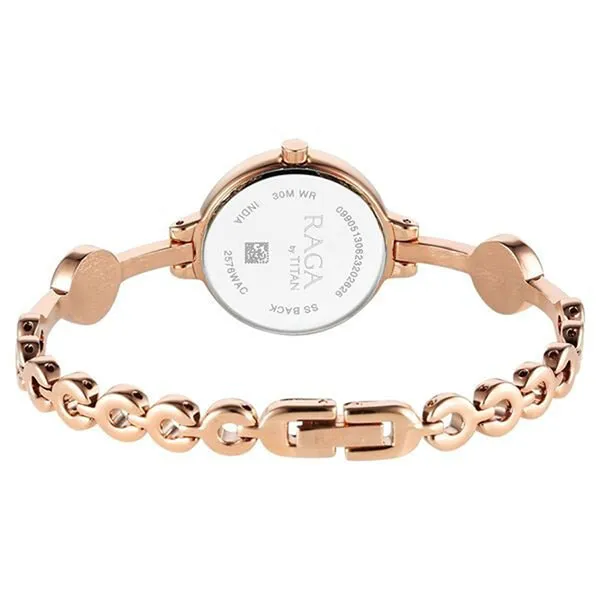 Đồng Hồ Nữ Titan Raga Viva Quartz Analog Rose Gold Dial Metal Strap Watch 2576WM02 Màu Vàng Hồng