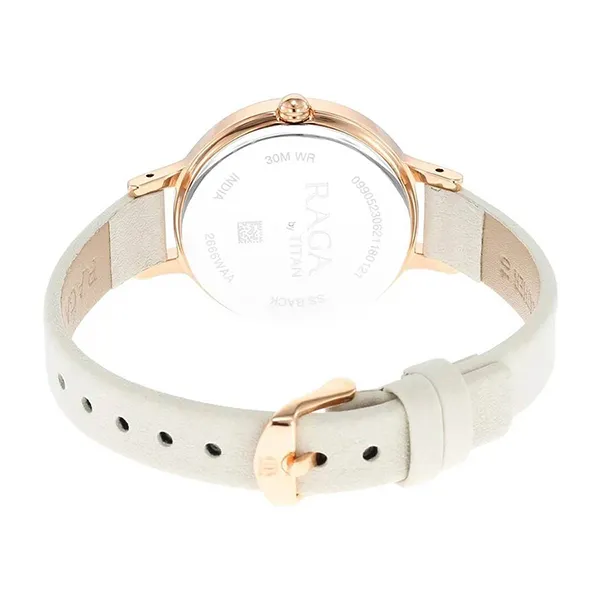 Đồng Hồ Nữ Titan Raga Viva Quartz Analog With Date Mother Of Pearl Dial 2666WL03 Màu Trắng/ Vàng Hồng