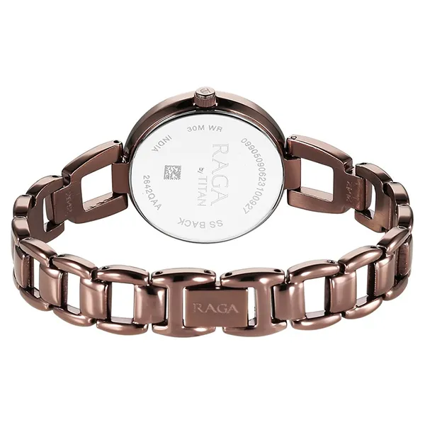 Đồng Hồ Nữ Titan Raga Viva Quartz Analog with Date Rose Gold Dial Brown Metal Strap Watch 2642QM01 Màu Nâu