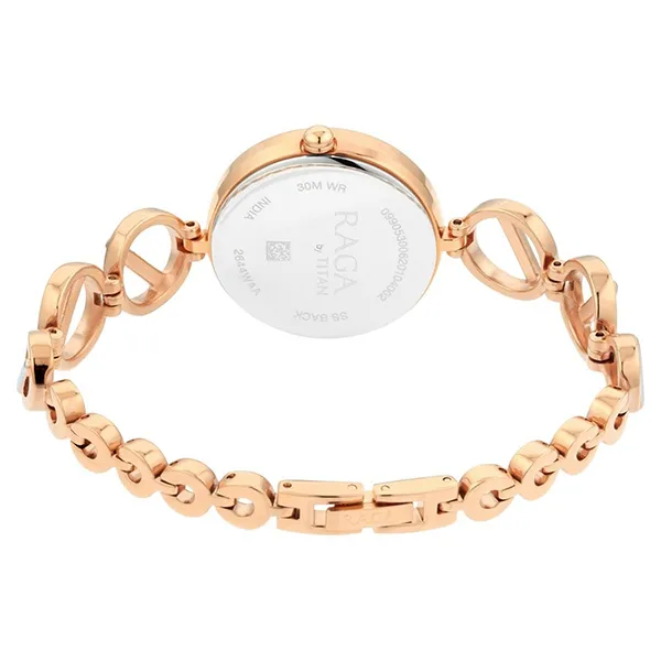Đồng Hồ Nữ Titan Raga Viva Quartz Analog With Day And Date Rose Gold Dial Two Toned Metal Strap Watch 2644KM02 Màu Vàng Hồng