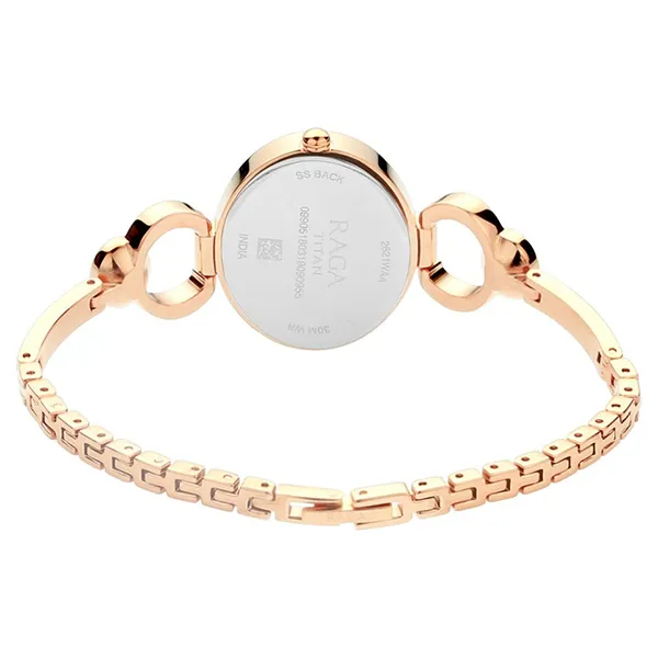 Đồng Hồ Nữ Titan Raga Viva Rose Gold Dial Analog with Day and Date Metal Strap Watch 2621WM01 Màu Vàng Hồng