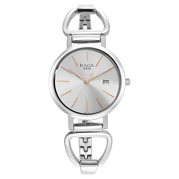 Đồng Hồ Nữ Titan Raga Viva Silver Analog Date Metal Strap Watch 2669SM01 Màu Bạc