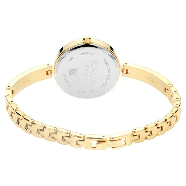 Đồng Hồ Nữ Titan Raga Viva Silver Dial Women Watch With Metal Strap 2606YM04 Màu Vàng Gold