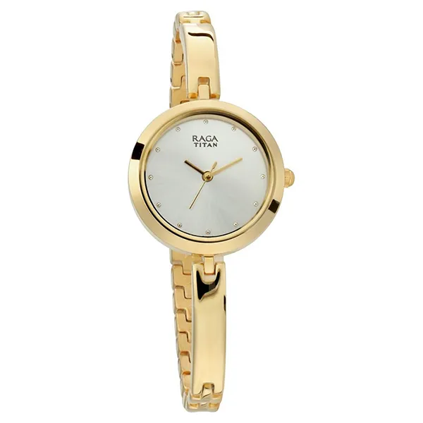 Đồng Hồ Nữ Titan Raga Viva Silver Dial Women Watch With Metal Strap 2606YM04 Màu Vàng Gold