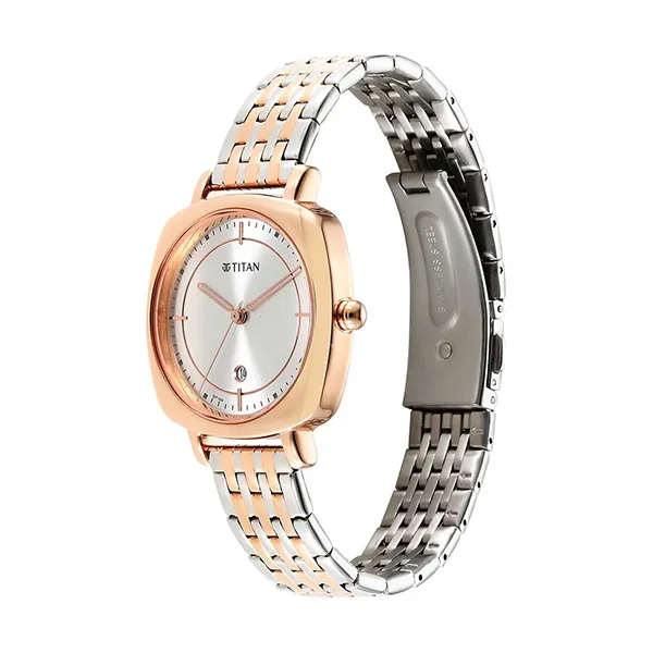 Đồng Hồ Nữ Titan Shaped Case Silver White Dial 2730KM01 Màu Bạc Vàng