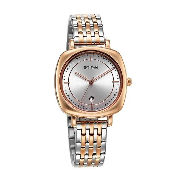 Đồng Hồ Nữ Titan Shaped Case Silver White Dial 2730KM01 Màu Bạc Vàng
