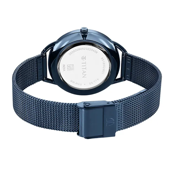 Đồng Hồ Nữ Titan Slimline Quartz Analog Mother Of Pearl Dial Blue Stainless Steel Strap Watch 95180QM01 Màu Xanh - Đồng hồ - Vua Hàng Hiệu