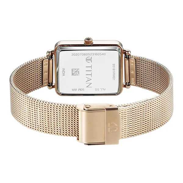 Đồng Hồ Nữ Titan Slimline Quartz Analog Watch 95181WM01 Màu Vàng Hồng/Trắng