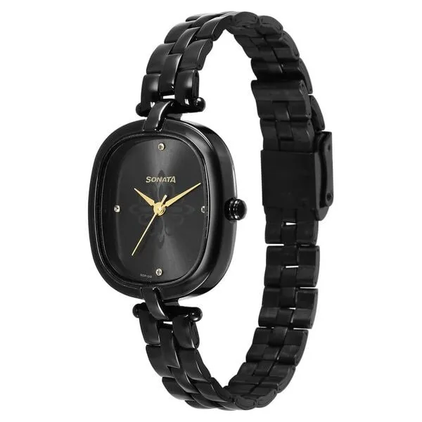 Đồng Hồ Nữ Sonata Utsav Black Dial Watch 8168NM01 Màu Đen