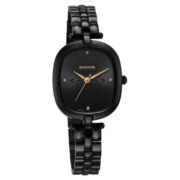 Đồng Hồ Nữ Sonata Utsav Black Dial Watch 8168NM01 Màu Đen
