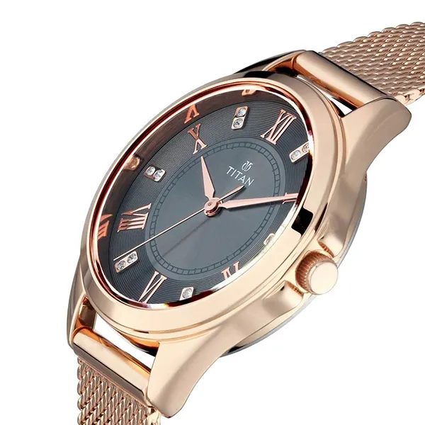 Đồng Hồ Nữ Titan Sparkle Anthracite Dial Analog Watch 2565WM01 Màu Vàng Hồng
