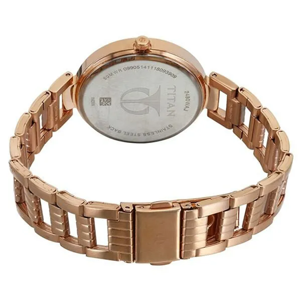 Đồng Hồ Nữ Titan Sparkle Purple Dial Analog Stainless Steel Strap Watch 2480WM02 Màu Vàng - Đỏ