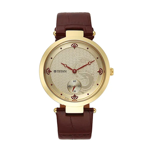 Đồng Hồ Nữ Titan Tet Light Champange Dial Analog Leather Strap 2480YL01 Màu Vàng Đỏ