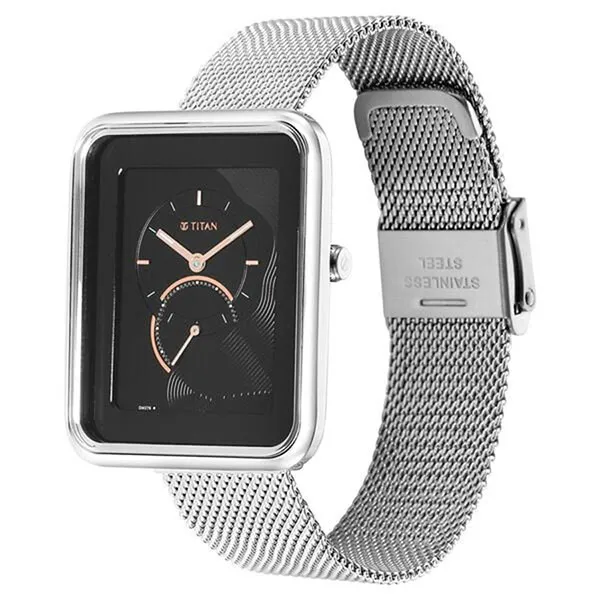 Đồng Hồ Nữ Titan Wander Black Dial Analog Stainless Steel Strap Watch 2676SM01 Màu Bạc - Đen