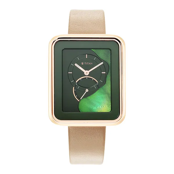 Đồng Hồ Nữ Titan Wander Green Mop Analog Leather Strap 2676WL01 Xanh Nâu