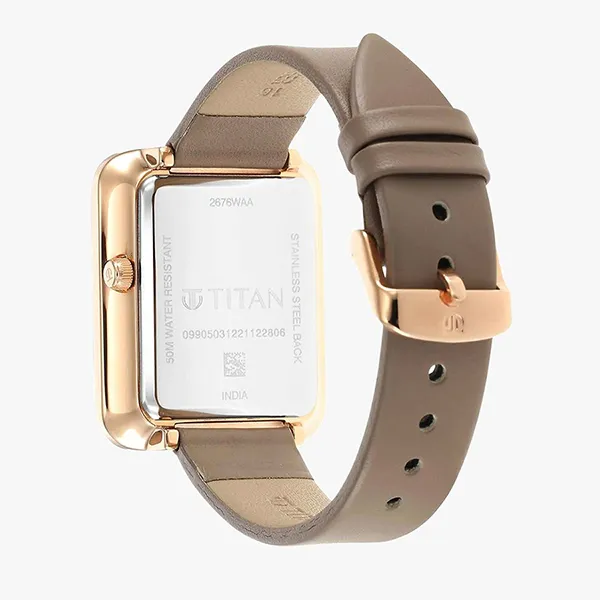 Đồng Hồ Nữ Titan Wander Green Mop Analog Leather Strap 2676WL01 Xanh Nâu