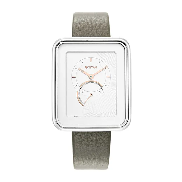 Đồng Hồ Nữ Titan Wander Silver White Dial Analog Leather Strap 2676SL01 Màu Xám Trắng