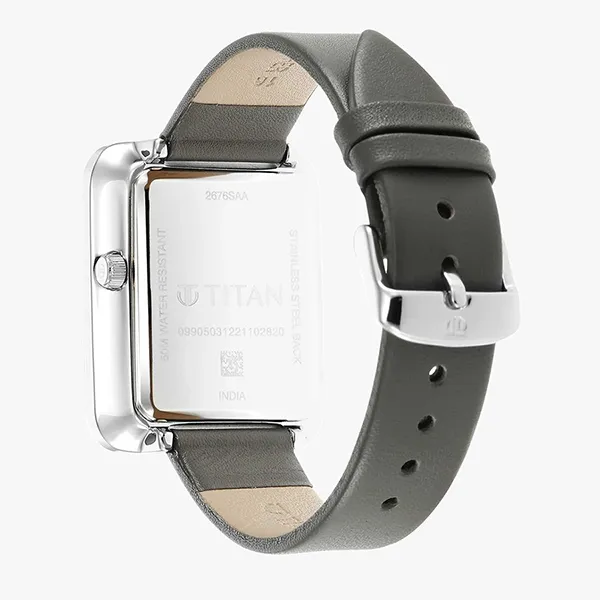 Đồng Hồ Nữ Titan Wander Silver White Dial Analog Leather Strap 2676SL01 Màu Xám Trắng