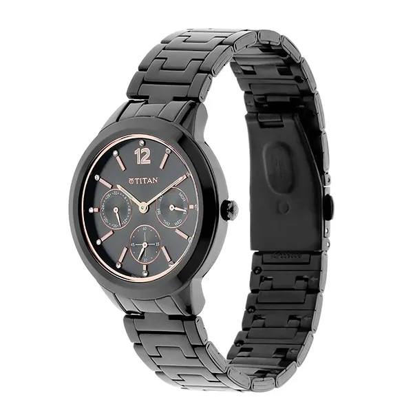 Đồng Hồ Nữ Titan Workwear Anthracite Dial Analog With Day And Date Stainless Steel Strap Watch 2588NM01 Màu Đen - Đồng hồ - Vua Hàng Hiệu