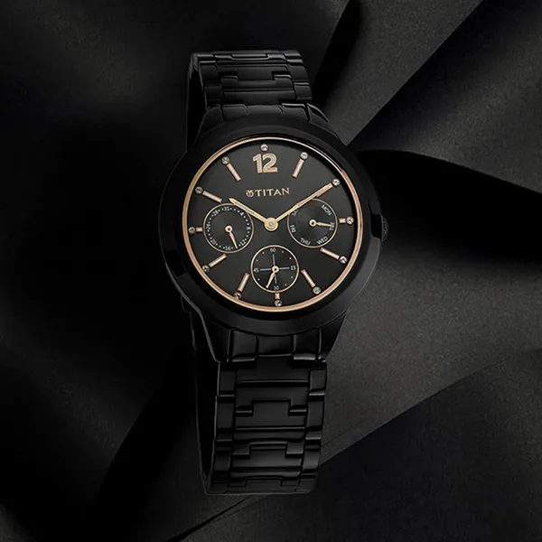 Đồng Hồ Nữ Titan Workwear Anthracite Dial Analog With Day And Date Stainless Steel Strap Watch 2588NM01 Màu Đen - Đồng hồ - Vua Hàng Hiệu