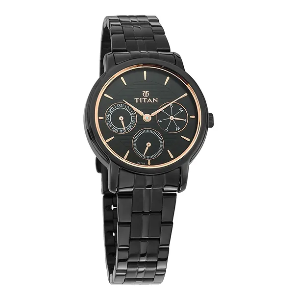 Đồng Hồ Nữ Titan Workwear Black Dial Women Watch 2589NM01 Màu Đen
